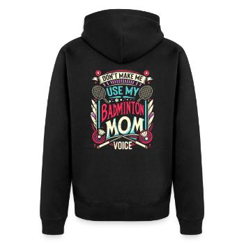 BADMINTON Maman Voix - Federball Mama - Veste à capuche bio Premium Unisexe - noir - Dos - Nico (187cm)