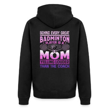 BADMINTON Maman Voix - Federball Mama - Veste à capuche bio Premium Unisexe - noir - Dos - Nico (187cm)
