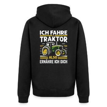 Traktor Liebe Bauernhof Charme Landleben Dorf - Unisex Premium Bio Zip Hoodie - Schwarz - Hinten - Nico (187cm)
