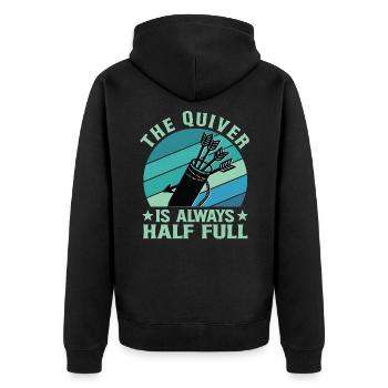 Funny Archery Saying - Quiver is full - Unisex Premium Organic Zip Hoodie - black - Back - Nico (187cm)