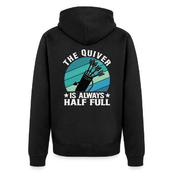 Funny Archery Saying - Quiver is full - Unisex Premium Organic Zip Hoodie - black - Back - Nico (187cm)
