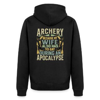 Funny Archery Saying - Apocalypse - Unisex Premium Organic Zip Hoodie - black - Back - Nico (187cm)