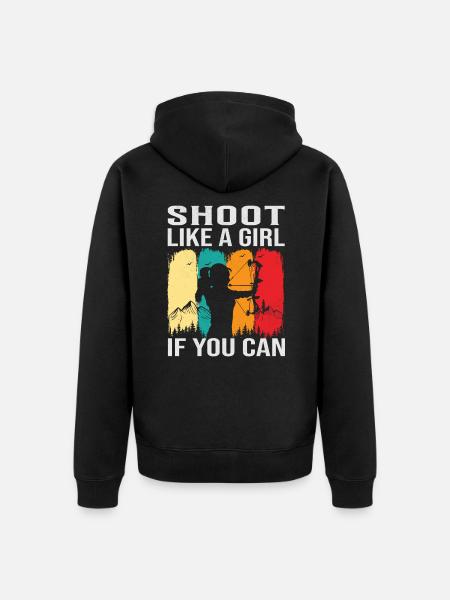 Bogenschießen Frau- Bogenschützin Spruch - Unisex Premium Bio Zip Hoodie - Schwarz