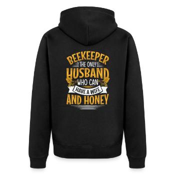Funny Beekeeper Spruch - Gatte und Ehemann - Unisex Premium Bio Zip Hoodie - Schwarz - Hinten - Nico (187cm)
