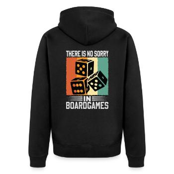 There Is No Sorry In Board Games - Unisex Premium Organic Zip Hoodie - black - Back - Nico (187cm)