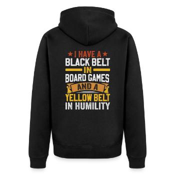 Board Game Saying - Shy, Introvert - Unisex Premium Organic Zip Hoodie - black - Back - Nico (187cm)