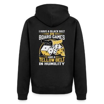 Board Game Saying - Shy, Introvert - Unisex Premium Organic Zip Hoodie - black - Back - Nico (187cm)