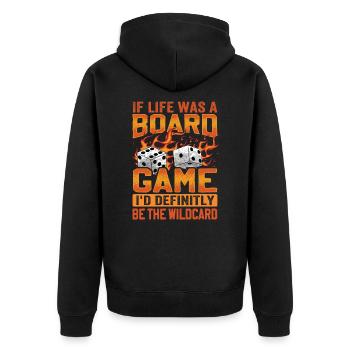 Board Game Saying - Shy, Introvert - Unisex Premium Organic Zip Hoodie - black - Back - Nico (187cm)