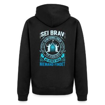 Badminton - Play Where The Wifi Is Weak - Unisex Premium Bio Zip Hoodie - Schwarz - Hinten - Nico (187cm)