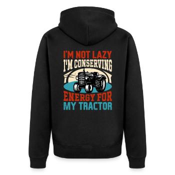Conserving Energy For Tractor Agriculture Harvest - Unisex Premium Bio Zip Hoodie - Schwarz - Hinten - Nico (187cm)