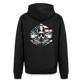 Natation USA Flag Femme Nateuse - Natation - Veste à capuche bio Premium Unisexe - noir - Dos - Nico (187cm)