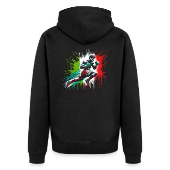 Italian Boxer - Patriotic Boxer Flag - Unisex Premium Organic Zip Hoodie - black - Back - Nico (187cm)