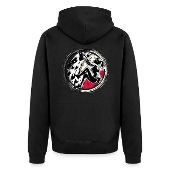 Polen Kletterer - Frau Boulderer Klettern - Unisex Premium Bio Zip Hoodie - Schwarz - Hinten - Nico (187cm)