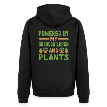 Unterstützt Von Grandchildren And Plants Design - Unisex Premium Bio Zip Hoodie - Schwarz - Hinten - Nico (187cm)
