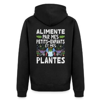 Powered by Grandchildren And Plants Design - Unisex Premium Organic Zip Hoodie - black - Back - Nico (187cm)