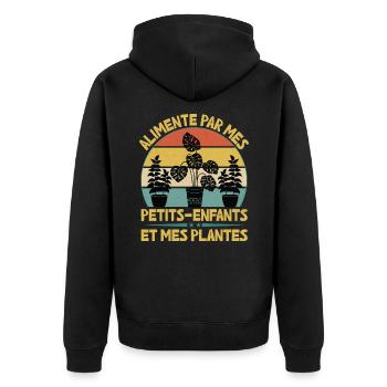 Unterstützt Von Grandchildren And Plants Design - Unisex Premium Bio Zip Hoodie - Schwarz - Hinten - Nico (187cm)