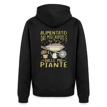 Unterstützt Von Grandchildren And Plants Design - Unisex Premium Bio Zip Hoodie - Schwarz - Hinten - Nico (187cm)