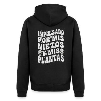 Unterstützt Von Grandchildren And Plants Design - Unisex Premium Bio Zip Hoodie - Schwarz - Hinten - Nico (187cm)