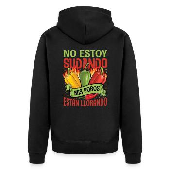 I Don't Sweat My Pores Cry - Chili Cook - Unisex Premium Organic Zip Hoodie - black - Back - Nico (187cm)