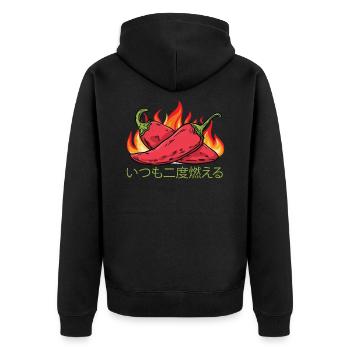 It Always Burns Twice - Chili Cook Hot Sauce - Unisex Premium Organic Zip Hoodie - black - Back - Nico (187cm)