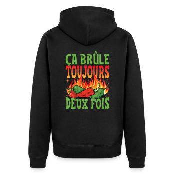 It Always Burns Twice - Chili Cook Hot Sauce - Unisex Premium Organic Zip Hoodie - black - Back - Nico (187cm)
