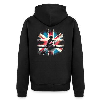 Rameur avec drapeau britannique - Veste à capuche bio Premium Unisexe - noir - Dos - Nico (187cm)
