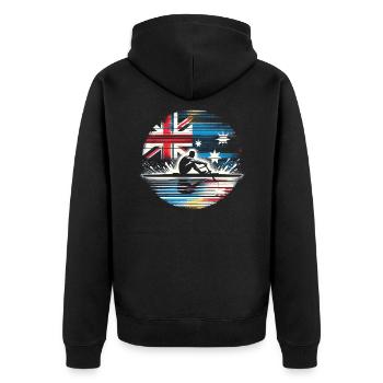 Australie Drapeau Aviron Mâle Sculling Patriot Lover - Veste à capuche bio Premium Unisexe - noir - Dos - Nico (187cm)