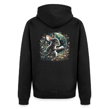 Livre de lecture de souris – Paysage marin de pleine lune - Veste à capuche bio Premium Unisexe - noir - Dos - Nico (187cm)