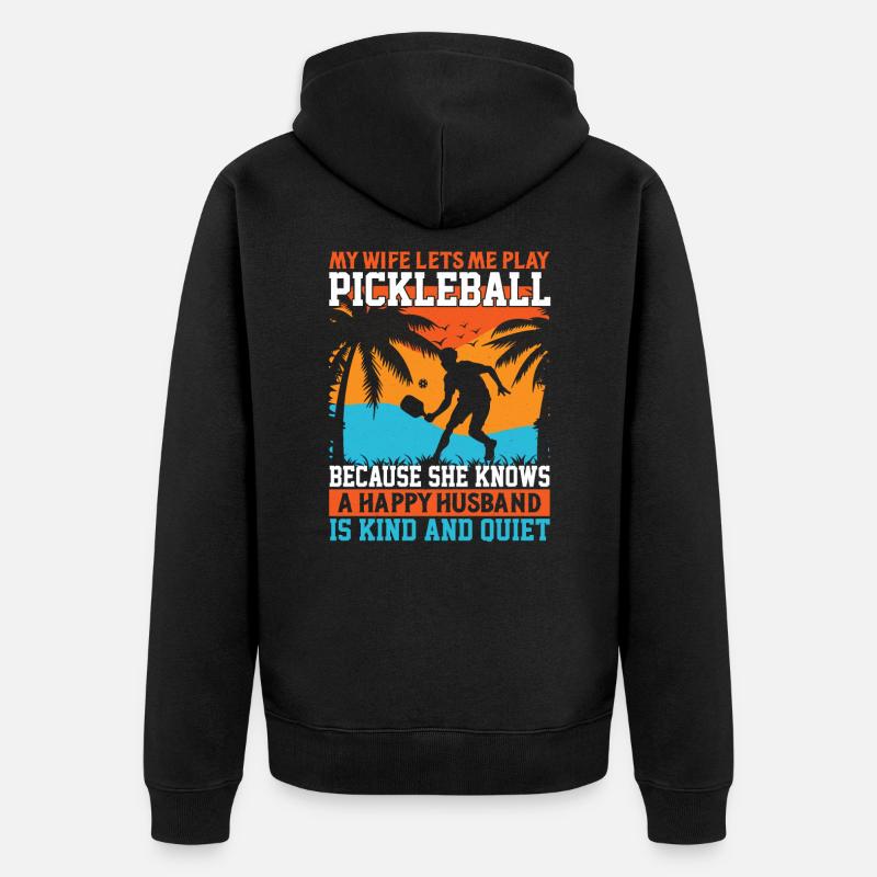 Pickleball-spieler-ehemann Liebt - Unisex Premium Bio Zip Hoodie - Schwarz