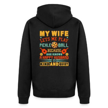 Pickleball Player Husband Loves - Unisex Premium Organic Zip Hoodie - black - Back - Nico (187cm)