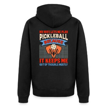 Husband Pickleball Plays Lover Wife Beklei - Unisex Premium Organic Zip Hoodie - black - Back - Nico (187cm)