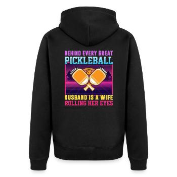 Frau Pickleball Partner Pickleball Paar Liebhaber - Unisex Premium Bio Zip Hoodie - Schwarz - Hinten - Nico (187cm)