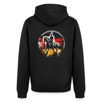 Deutschland-reitwettbewerbstrainer - Unisex Premium Bio Zip Hoodie - Schwarz - Hinten - Nico (187cm)