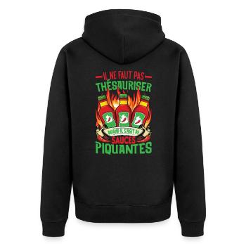 Spicy Food Pepper Lover Outfit for Spicy - Unisex Premium Organic Zip Hoodie - black - Back - Nico (187cm)