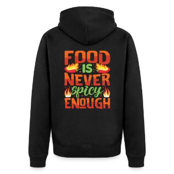 Sieht Heiß Aus – Mädchen Mit Scharfem Chili Und - Unisex Premium Bio Zip Hoodie - Schwarz - Hinten - Nico (187cm)