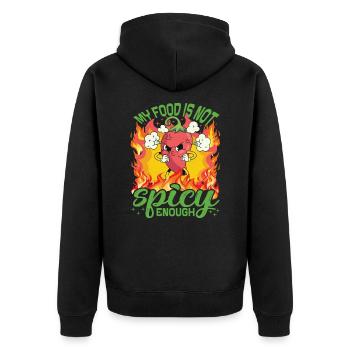 Sieht Heiß Aus – Mädchen Mit Scharfem Chili Und - Unisex Premium Bio Zip Hoodie - Schwarz - Hinten - Nico (187cm)