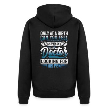 Outfit for medical students and physician assistants - Unisex Premium Organic Zip Hoodie - black - Back - Nico (187cm)