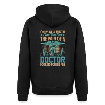 Outfit for medical students and physician assistants - Unisex Premium Organic Zip Hoodie - black - Back - Nico (187cm)