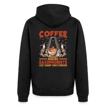 Instrument de musique Saxophoniste Café Vêtements - Veste à capuche bio Premium Unisexe - noir - Dos - Nico (187cm)
