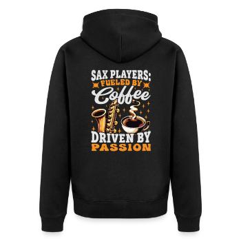 Saxophones Marching Band Coffee Lover Apparel - Veste à capuche bio Premium Unisexe - noir - Dos - Nico (187cm)