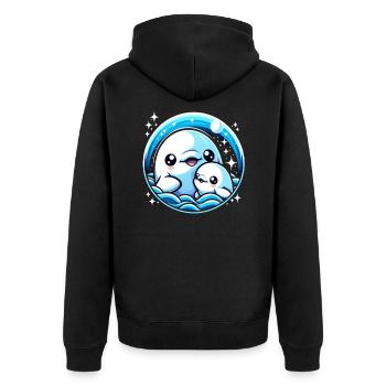 Mutter Und Baby Belugawal Meeressäugetier - Unisex Premium Bio Zip Hoodie - Schwarz - Hinten - Nico (187cm)