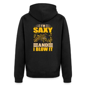 SAXOLOGY - The Science Of Cool - Unisex Premium Organic Zip Hoodie - black - Back - Nico (187cm)