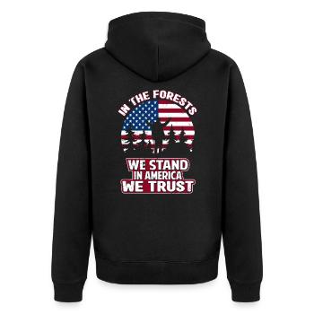Usa Lumberjack Woodworker Forester Apparel - Unisex Premium Organic Zip Hoodie - black - Back - Nico (187cm)