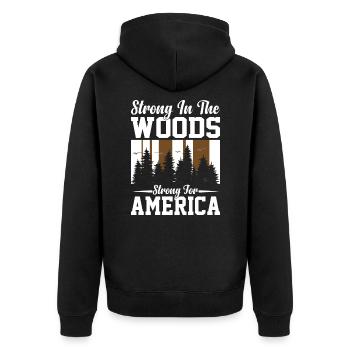 Wood Lover Wood Cutter Lumberjack Apparel - Unisex Premium Bio Zip Hoodie - Schwarz - Hinten - Nico (187cm)