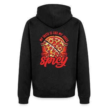 Chili-Enthusiast Spicy Chef Pizza Bekleidung - Unisex Premium Bio Zip Hoodie - Schwarz - Hinten - Nico (187cm)