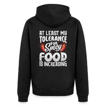 Spicy Chili Chef Foodie Culinary Expert Apparel - Unisex Premium Bio Zip Hoodie - Schwarz - Hinten - Nico (187cm)