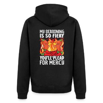 Kulinarischer Experte Chef Foodie Spicy Chili Appa - Unisex Premium Bio Zip Hoodie - Schwarz - Hinten - Nico (187cm)