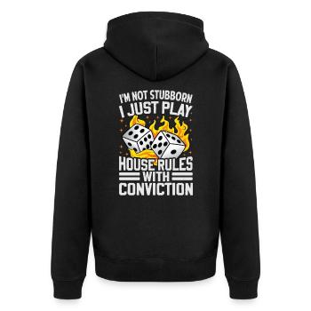 Outfit for board game board games, - Unisex Premium Organic Zip Hoodie - black - Back - Nico (187cm)