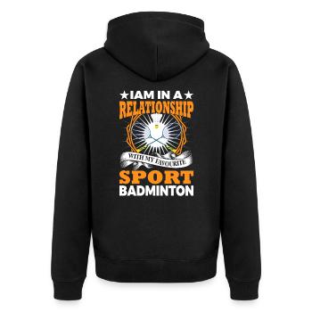 Un partenaire de double de badminton pense que je suis génial - Veste à capuche bio Premium Unisexe - noir - Dos - Nico (187cm)
