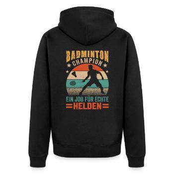 Badminton Stress - Caused By Not Playing Enough - Unisex Premium Bio Zip Hoodie - Schwarz - Hinten - Nico (187cm)